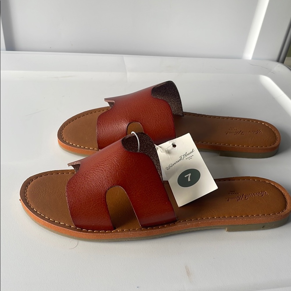 Chestnut Leather Slides